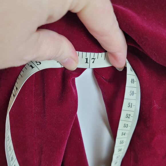Mulberry Street womens maroon red velvet vintage one button blazer jacket size S - Picture 8 of 9